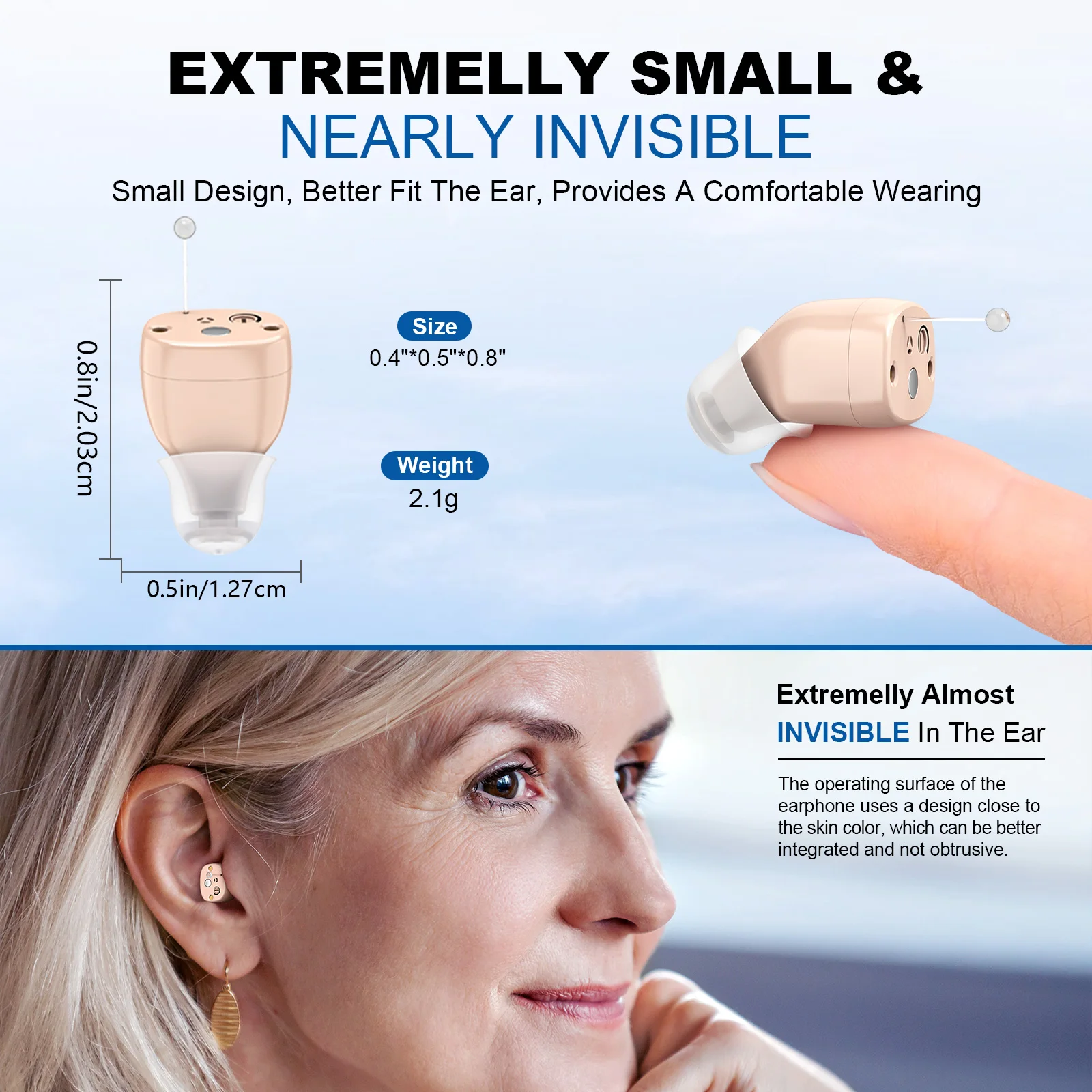Invisible Hearing Aids Mini Aids for Elderly Adjustable Ear Aid For Mild To Moderate Deafness 5