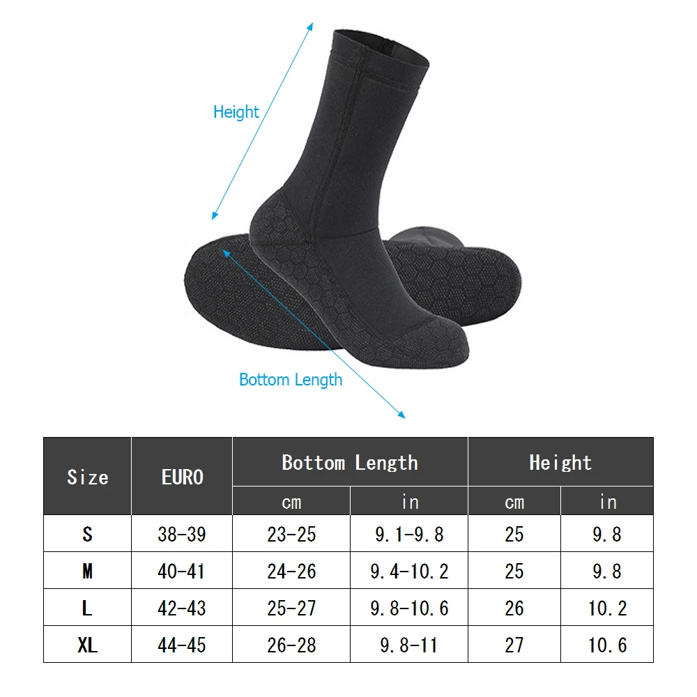 3MM Neoprene Wetsuit Socks Warm Scuba Diving Socks Winter Beach Booties Shoes Anti-Slip Surfing Thermal Socks for Snorkeling 6