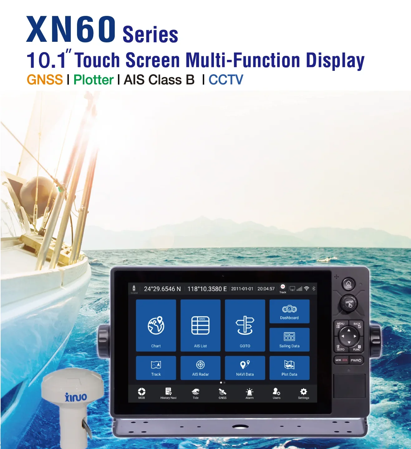 Marine Electronics Navigation Communication Xinuo XN60 Yacht 10.1 Touch Multi-function Display MFD Class B AIS GNSS GPS