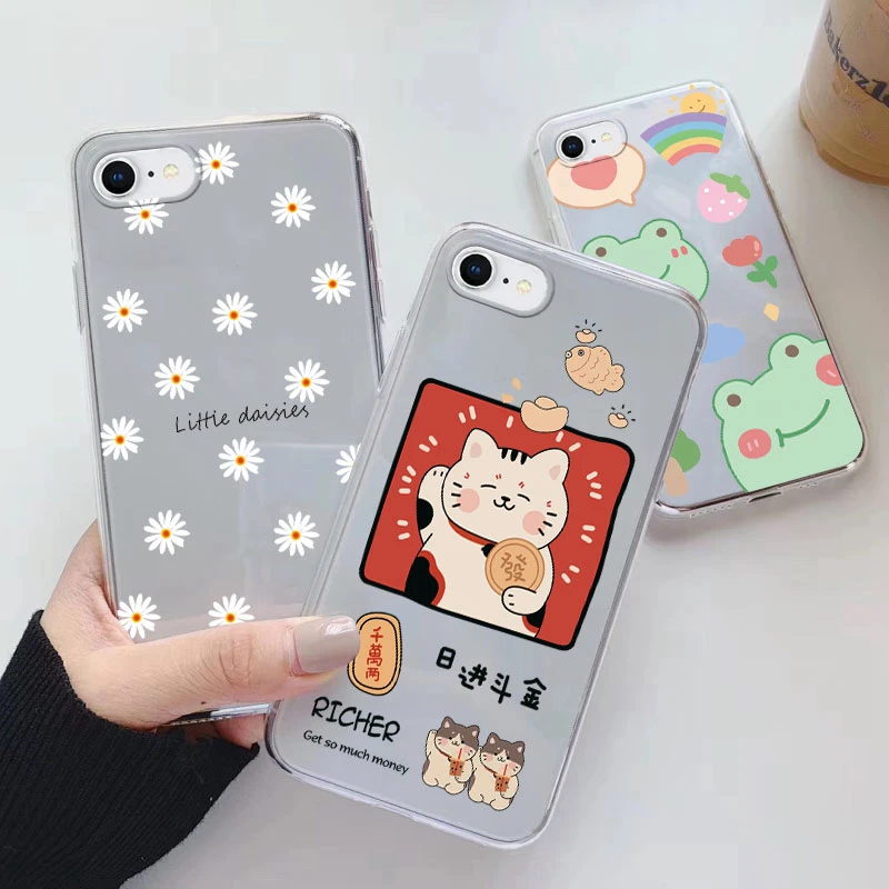 Per Iphone 6 6S Plus 6Plus Custodia Per Telefono Cover Posteriore Per Cartoni Animati Trasparente Morbido Silicone Fashion Flowers Funda Per Iphone 6 