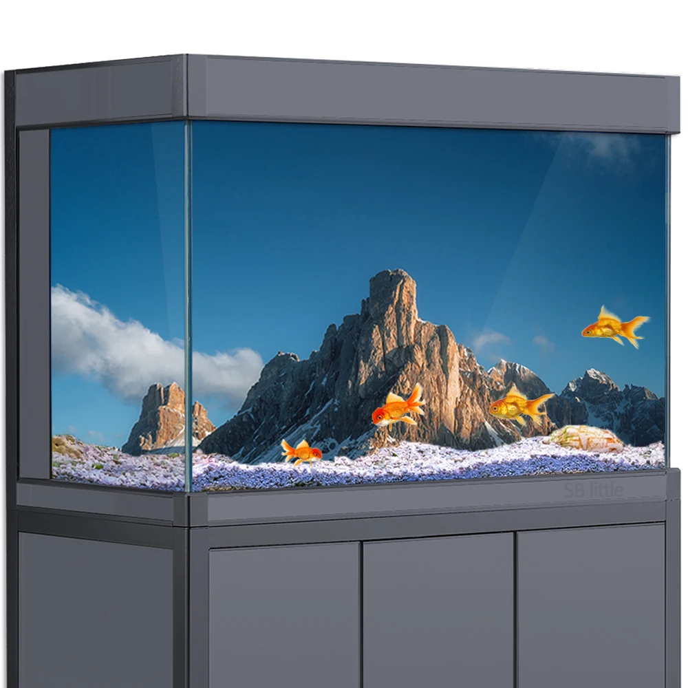 Aquarium Background 3d Snow Mountain Blue Sky Hd Printing Wallpaper