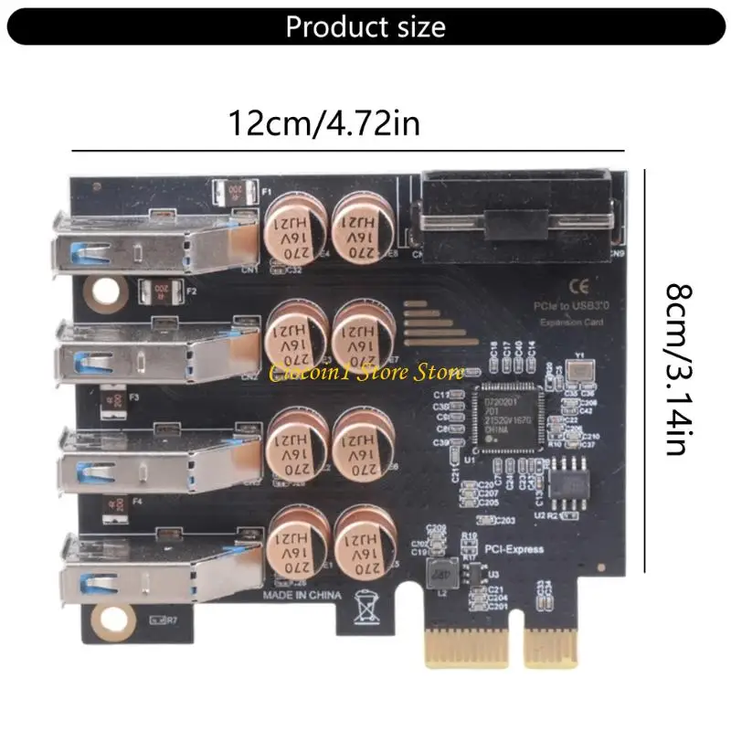 A3PC 내부 외부 USB 3.2 확장 카드 커넥터 PCIe 4 포트 USB 4핀 5Gbps