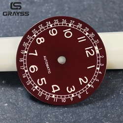 Enhanced Pilot Military Field Dial with White Arabic Numerals and C3 Lume, 28.5mm (Red)