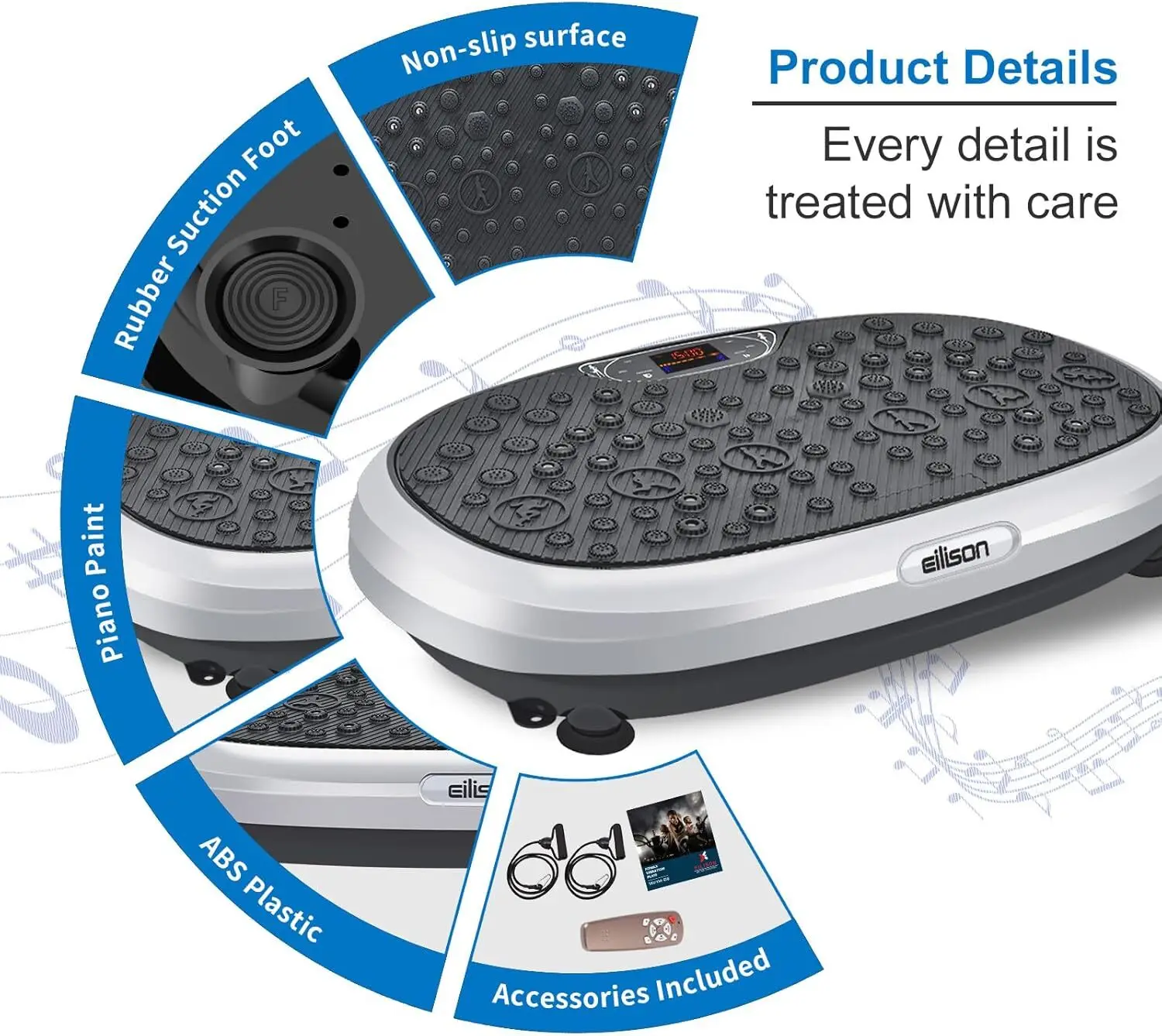 Vibration Plate Exercise Machine-Whole Body Workout Vibration Platform w/Loop Bands-Lymphatic Drainage