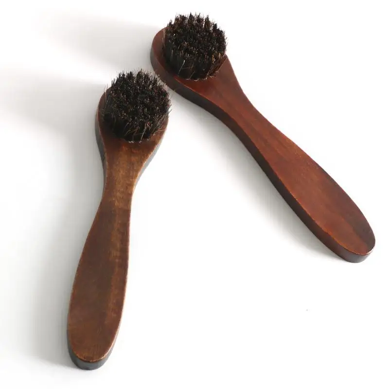 Long-handled Horse Hair Shoe Brush Soft  Leather Cleaning Brush  Round Head Shoe Cleaner Household Cleaning Brush Shoes Cleaners 4