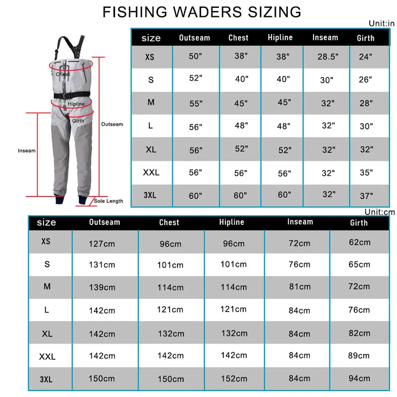 No Boots Zippered Chest Waders 4-Layers for Men with Latex Ankle Gaskets Waterproof Suit for Hunting Fishing Convertible Waders