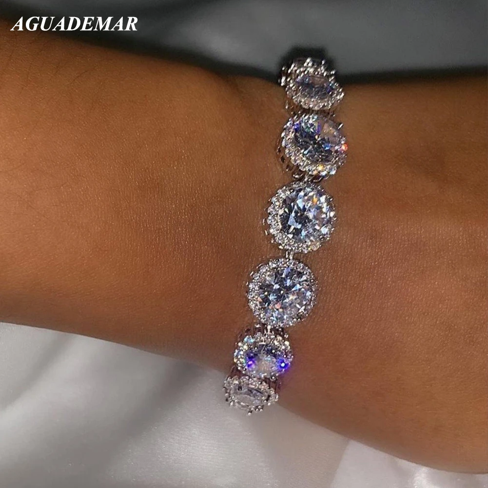 Iced Out Round Crystal Tennis Chain Bracelet For Men Women Rhinestones Paved 13mm Cuban Link Hiphop Jewelry Gifts |