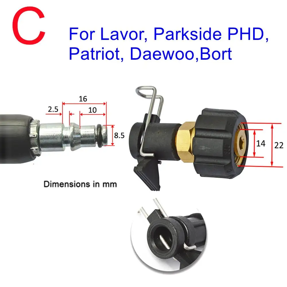 Pressure Washer Hose Outlet Connector Converter For Karcher Lavor Bosch Nilfisk STIHL AR Blue To M22 Connect 6