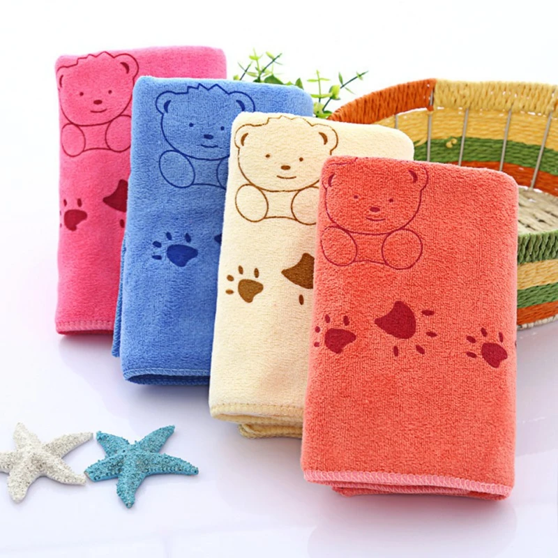 Cute Baby Cartoon Animal Heart Print Bath Towel Absorbent Drying Swimwear Cotton Towels