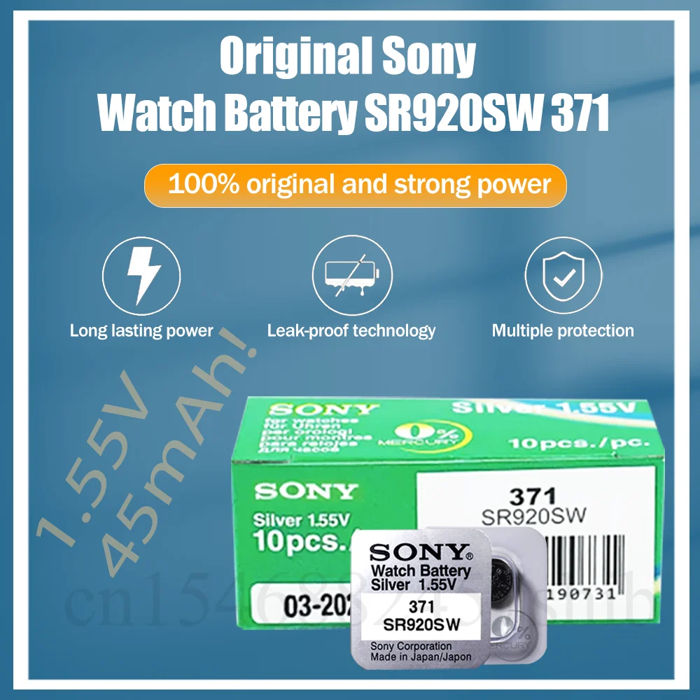 4 Battery SONY 371 Silver AG6 SR69 SR92 V371 D371 SR920SW LR921 L920 GP371  Watch