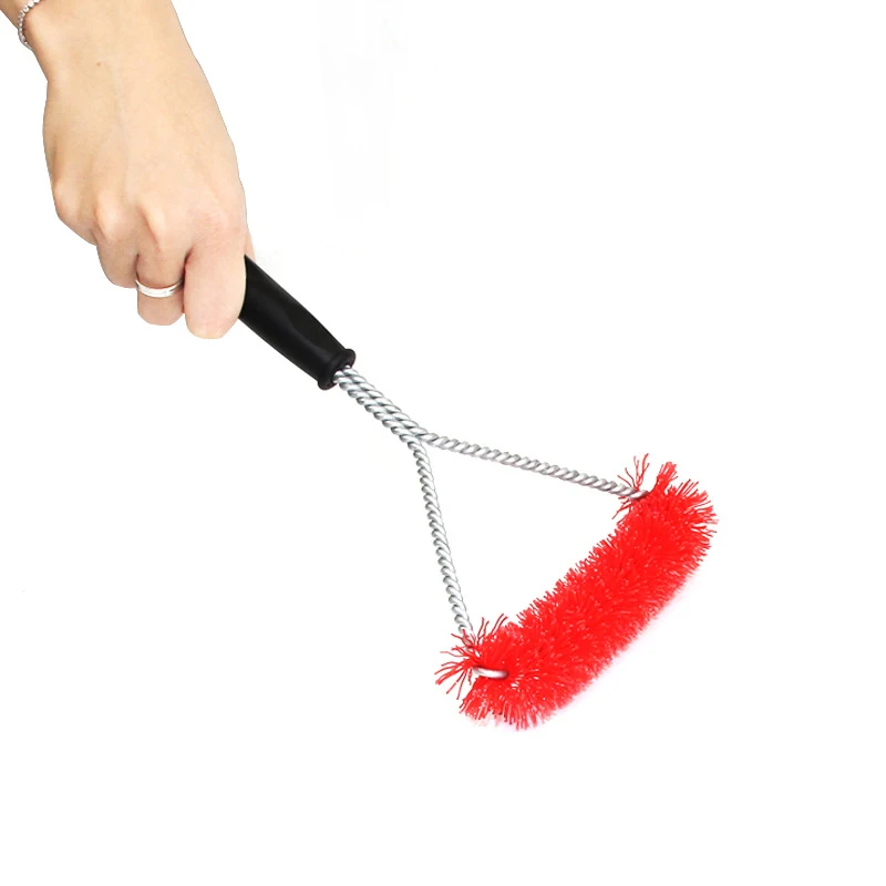 BBQ Grill Brush and Scraper Barbecue Kit Cleaning Brush Stainless Steel Tools Wire Bristles Triangle BBQ Cleaning Supplies