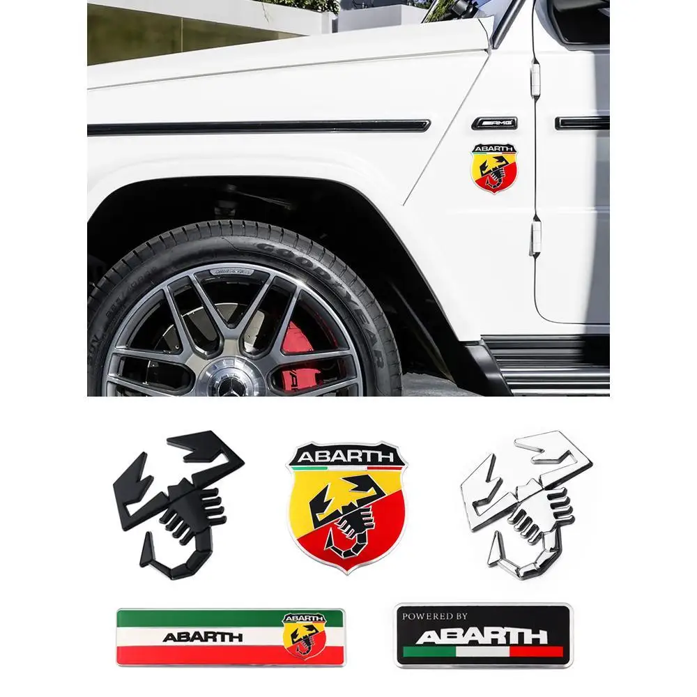 Sticker Logo Abarth Scorpone verchroomd voor 500 595 696 Punto Auto Sticker Tuning Decal-Manie