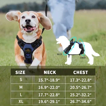 MASBRILL No Pull Dog Harness Pet Reflective Nylon Adjustable Medium Large Naughty Dog Vest Safety Vehicular Lead Walking Running 5