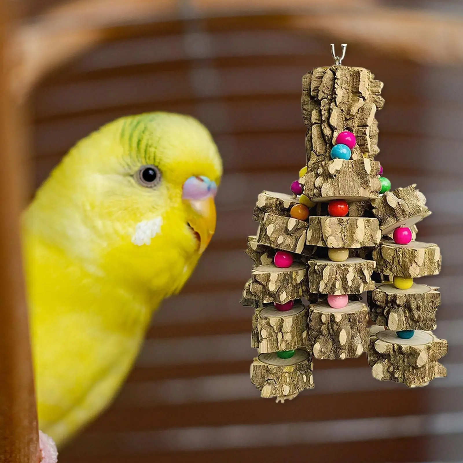 Large Bird Parrot Toy Cage Natural Wooden Blocks Bird Chewing Toy Parrot Cage Bite Macaws Cockatoos Accessoires parrot toy bird toy