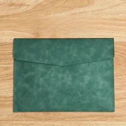 A4 Leather Business Briefcase with Retro Waterproof Design (Green)