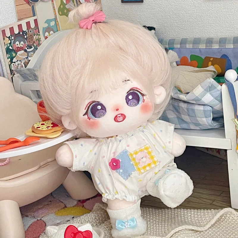 

20cm Plush Human Doll Figure Baby Doll Cute Purple Eyes Cotton Body Dolls Stuffed Plushies Toys Collection Gift No Clothes