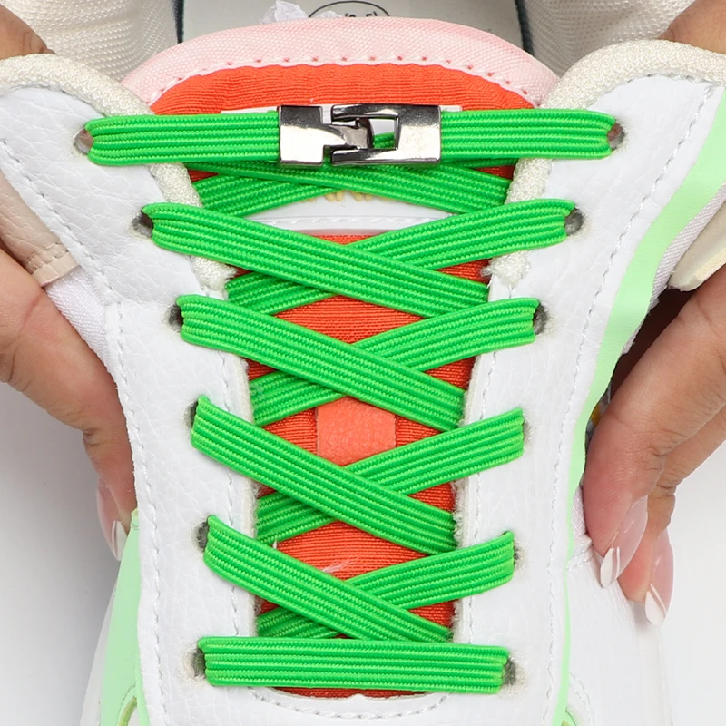 

No Tie Shoelaces Cross Locks Convenient and Quick Men Women's Sports Shoes 8MM Width Elastic Laces Sneaker Strap Accessories
