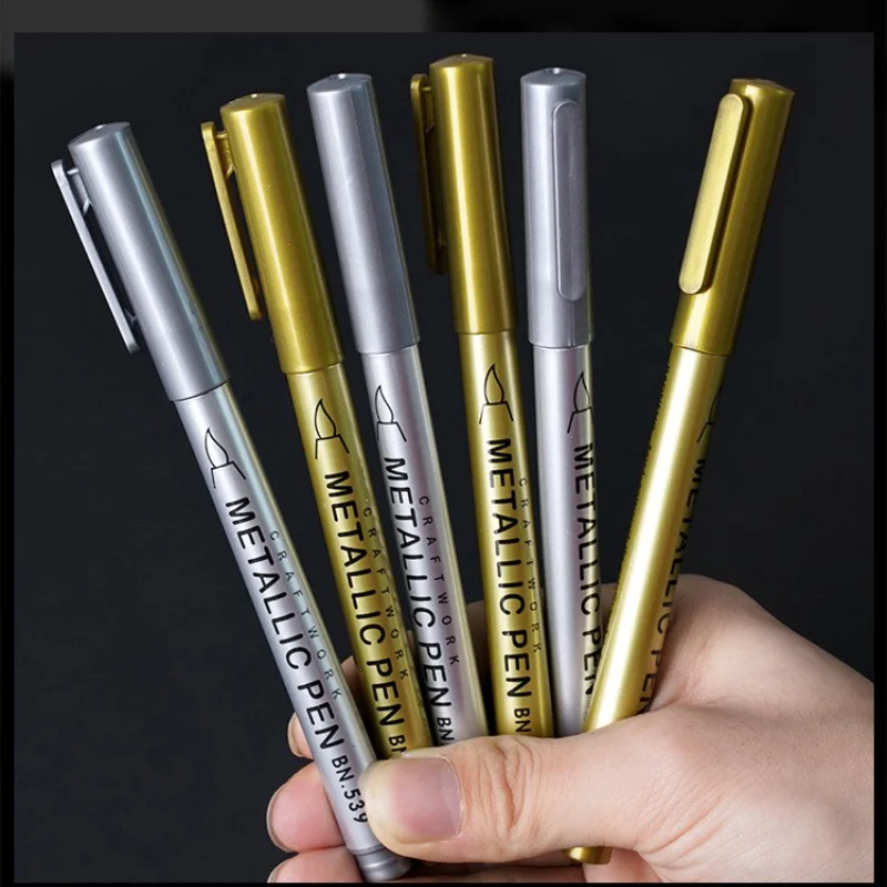 10개입 골드 & 실버 영구 마커 - 볼드 오일 기반 잉크, DIY 공예, 레진 아트, 사무용품, 축하 카드용