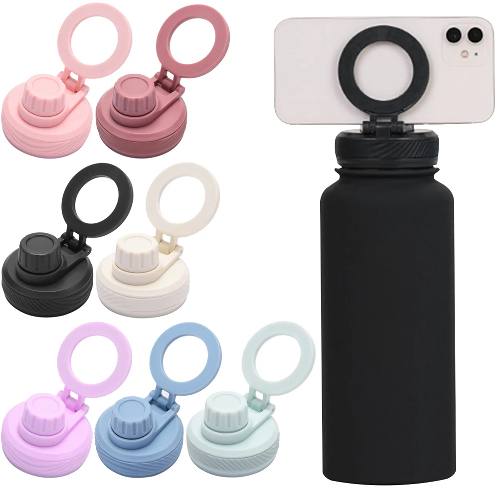 Double Vacuum Insulated Bottle Lid with Cellphone Magnetic Stand for MagSafe Thermal Water Cup Lid Vacuum Drinking Bottle