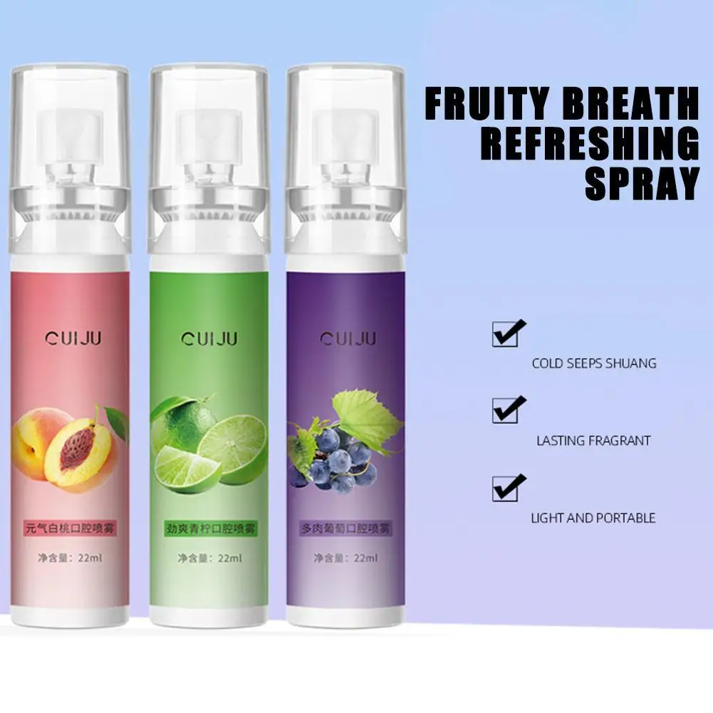 

22ml Fruity Breath Peach Grapes Breath Freshener Spray Halitosis Odor Liquid Treatment Care Refreshing Mouth Spray Freshene