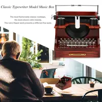 Mini Classic Music Box Typewriter Model 8 Notes Mechanical Musical Box Clockwork Type Wood Metal for Kids Adults Home Decoration 2
