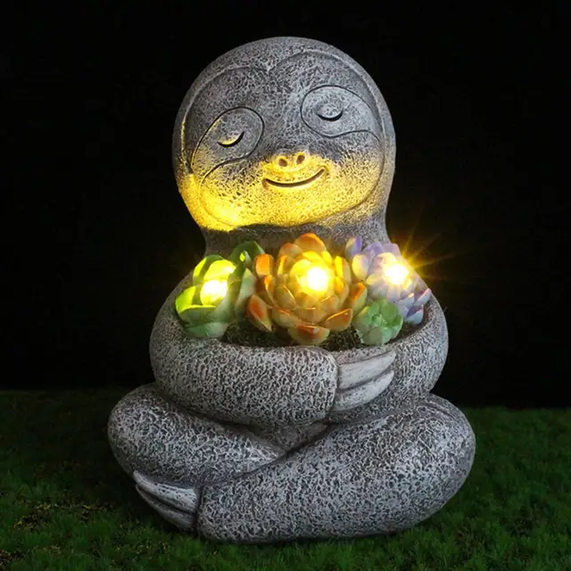 Napenergia Gyanta Laza Világító Szobor Mesterséges Figura Diy Led Éjszakai Könnyű Dekoratív -Es Lámpa Kerti Készletek