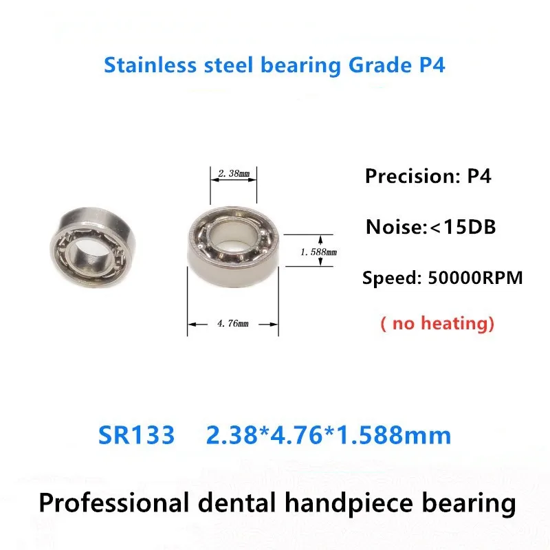 

10pcs Handpiece Dental bearing SR133 2.38x4.76x1.588mm 440C stainless steel bearings 50000rpm no heating 2.38*4.76*1.588 mm