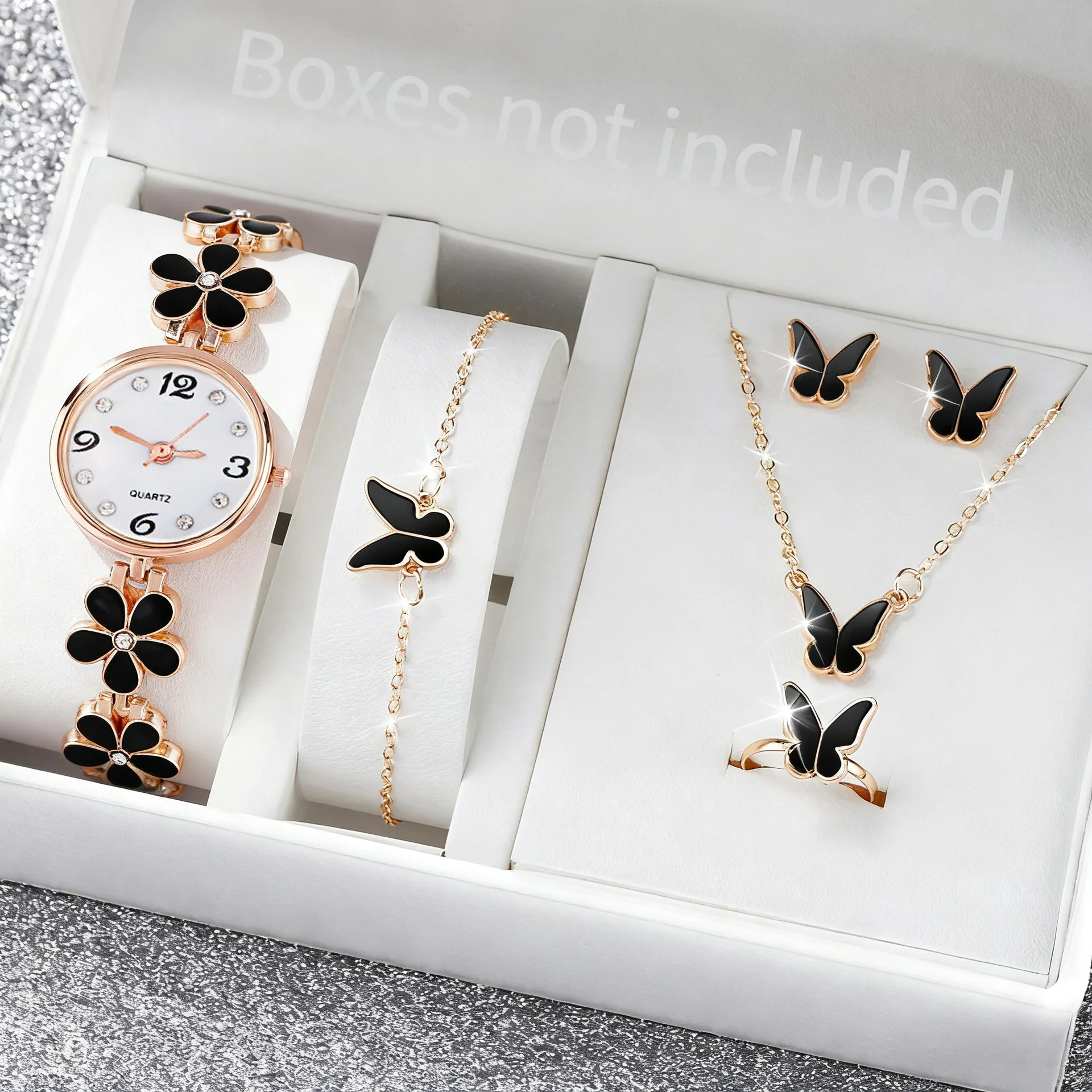 Trendy New Women's Watch Set Romantic Simple Digital Dial Lightweight Bracelet Watch Set (Box Not Included))