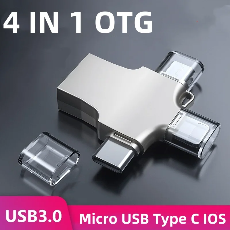 4-in-1 OTG Adapter USB 3.0 Flash Drive Type C Converter Mobile Phone OTG Adapter For USB Micro Type C Lightning Samsung Huawei