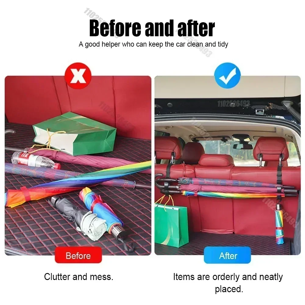 Car Back Seat Hook Multi-function Rear 2pcs Seat Headrest Hanging Hook Umbrella Holder Seat Back Storage Interior Organizer