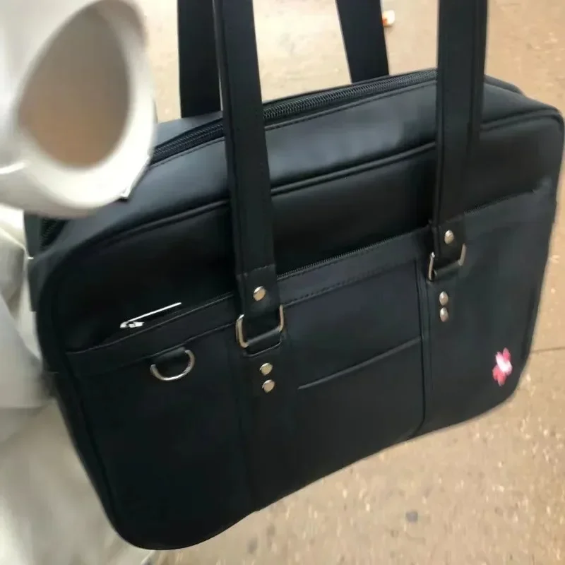 2024 New Women Japanese JK Uniform PU Bag Student Commuter School Bag Large Capacity One Shoulder Straddle Bags Handbag ToteBag 2