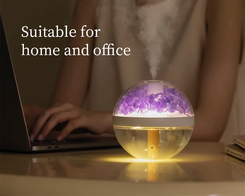 270ML USB Rechargeable Air Humidifier with LED Light - Home Hydration Mist Maker