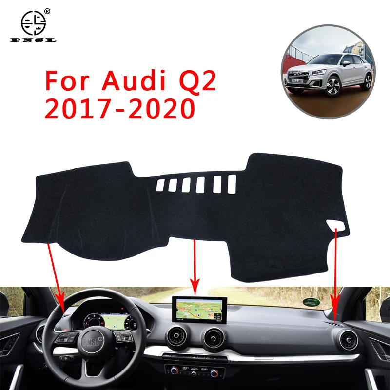 

Для Audi Q2 2017 2018 2019 2020 Противоскользящий коврик для приборной панели, накладка, Солнцезащитный коврик для приборной панели, защитный ковер, анти-УФ аксессуары, S-образный ковер