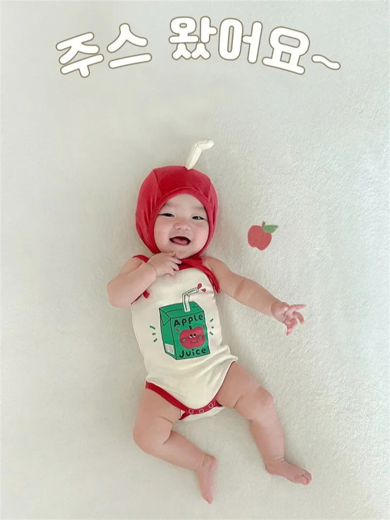 Korean Baby Clothes Funny Fruit Newborn Girl Boys Bodysuit Onesie Funny  Romper Clothing Sling Toddler Girls Suit Baby Jumpsuit - AliExpress, image size:800x1066