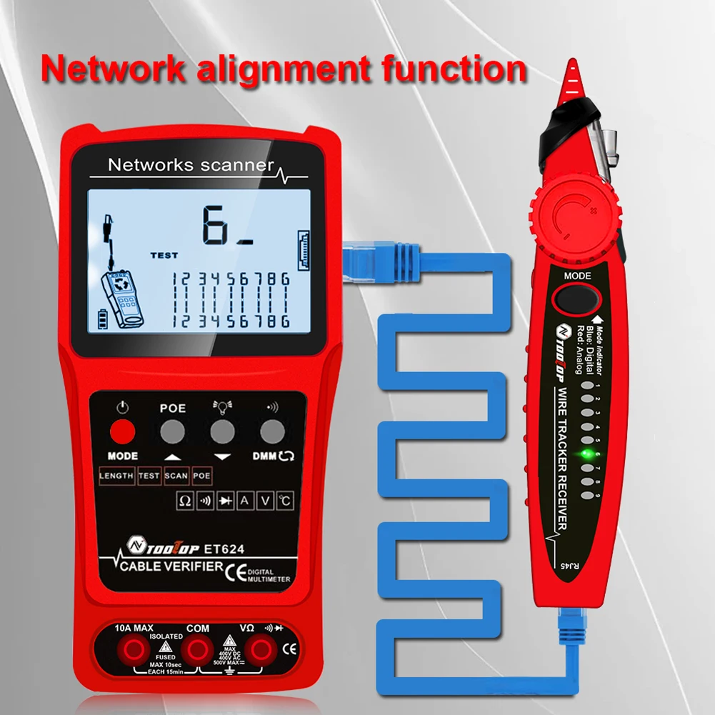 3in1 Multimeter Analogs Digital Search Network Cable Tester POE Test Cable Finder Multifunctional for Cable Length Pairing Check