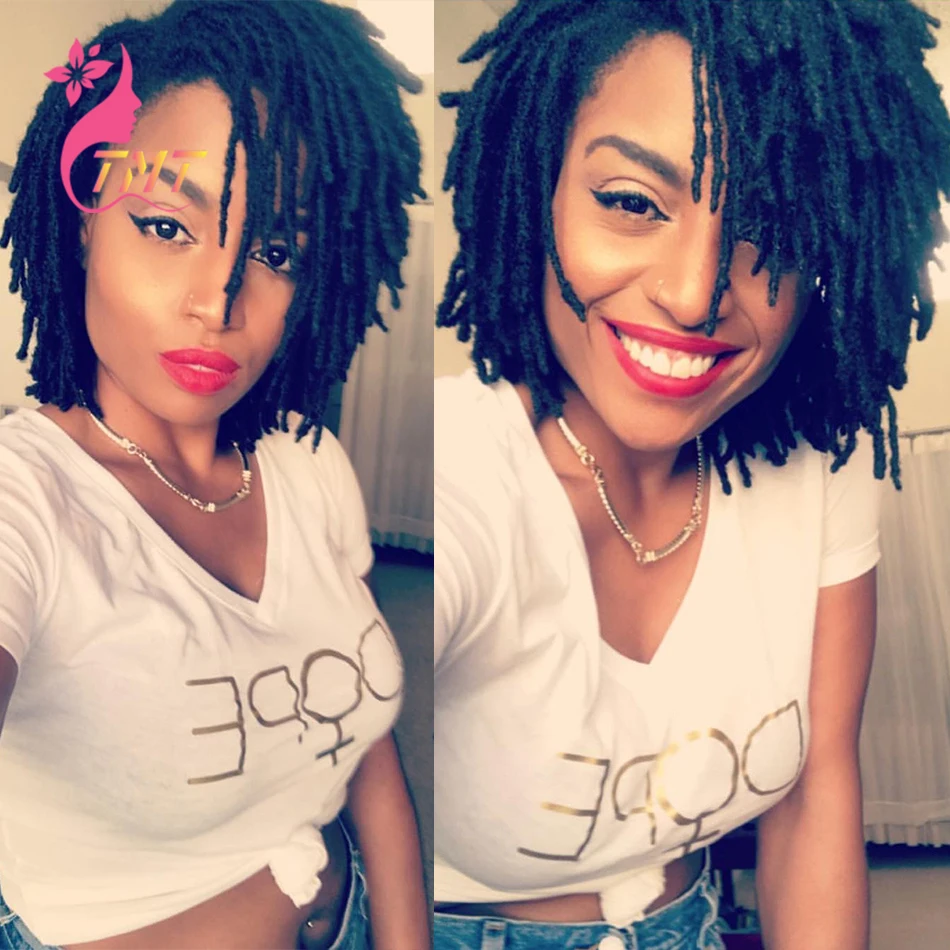 Short Bob Wigs Afro Kinky Curly Wig Synthetic Hair Dreadlock Braided Wigs For Black Women Black Brown African Braids Wig