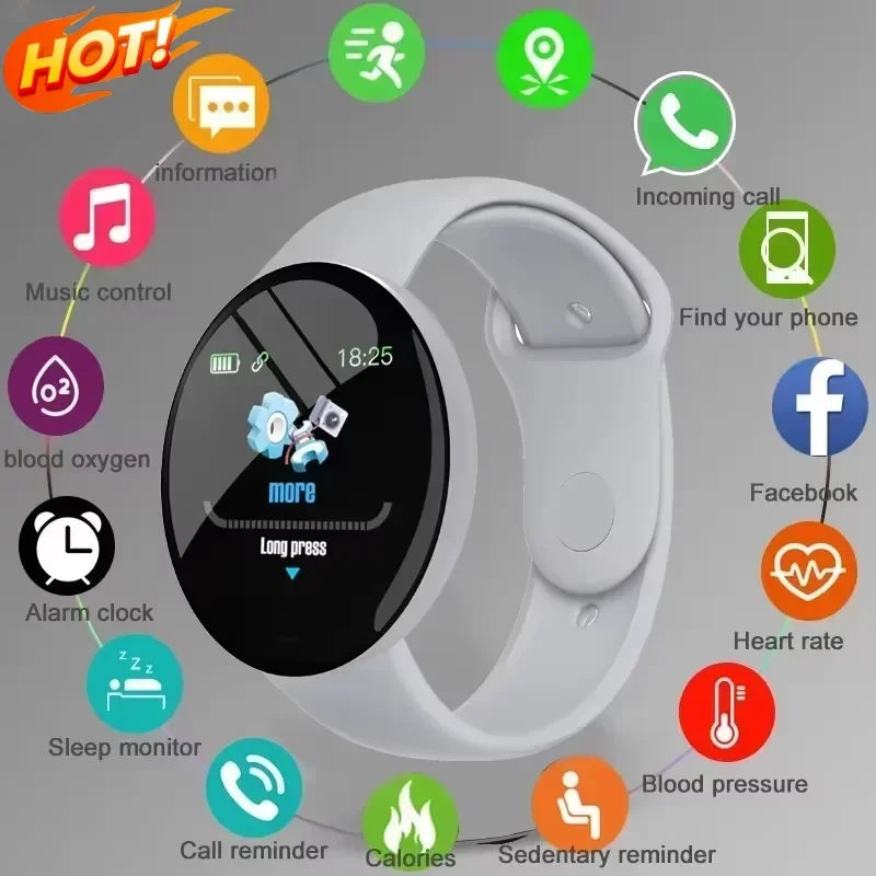 D18 Smart Watch Schermo a colori circolare Modalità sportive multiple Informazioni sulle chiamate Promemoria Foto per prendere musica Bracciale intelligente regalo - immagine 4