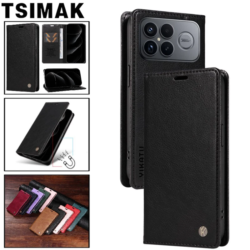 Leather Flip Wallet Phone Cover - Elegant Protection & Card Holder