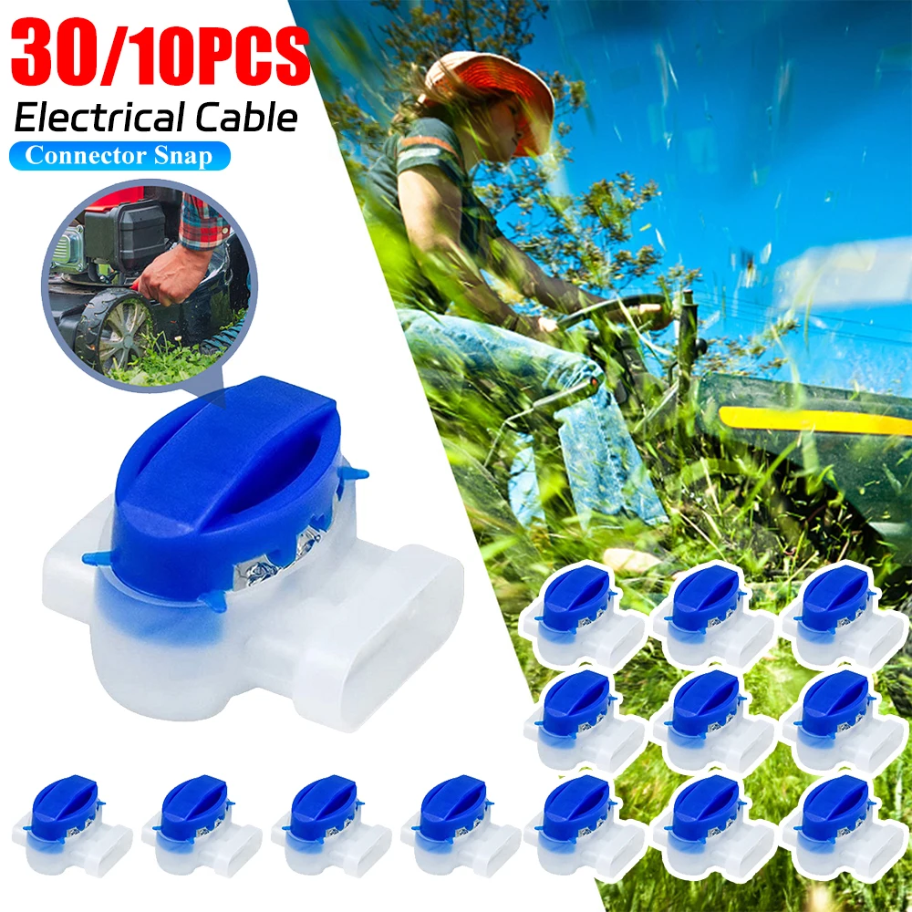 30/10PCS Waterproof Cable Wire Connectors Snap Garden Auto Lawn Mower 3 Pore Terminal Blocks Robotic Lawnmowers Accessories