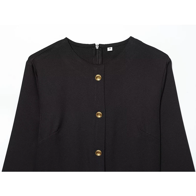 2025 Womens Dresses Black Office Long Dresses for Women Spring Long Sleeve Midi Dress Woman Belt Button Women's Dress