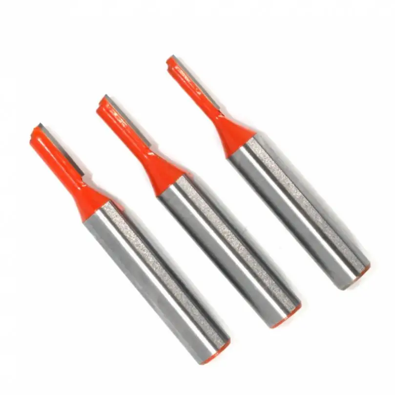Carbide End Mill Wood Router Bits 3pcs/set 8mm Shank Carbide Alloy Straight Router Bits for Wood Working Tungsten Alloy Single Edged Straight Cutter Set