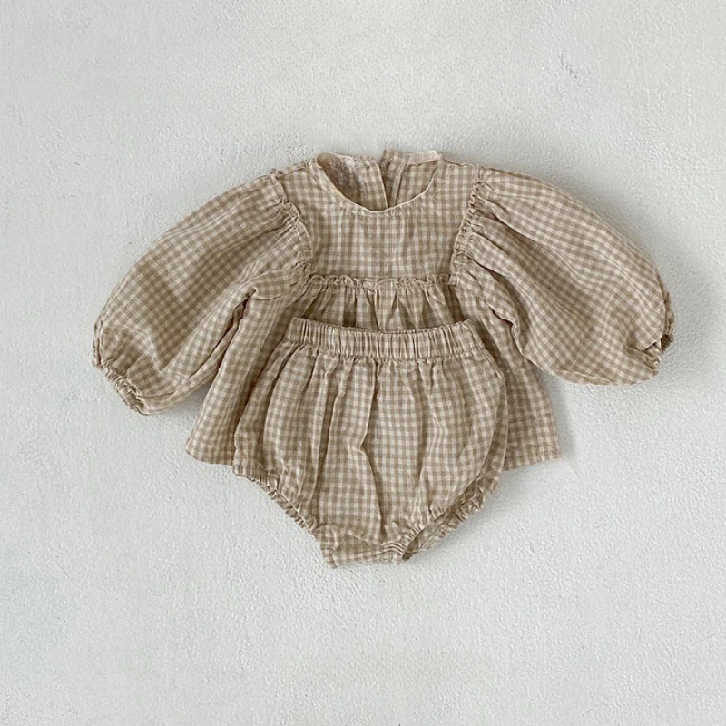 Toddler Girl Plaid Blouse & Shorts Set 3