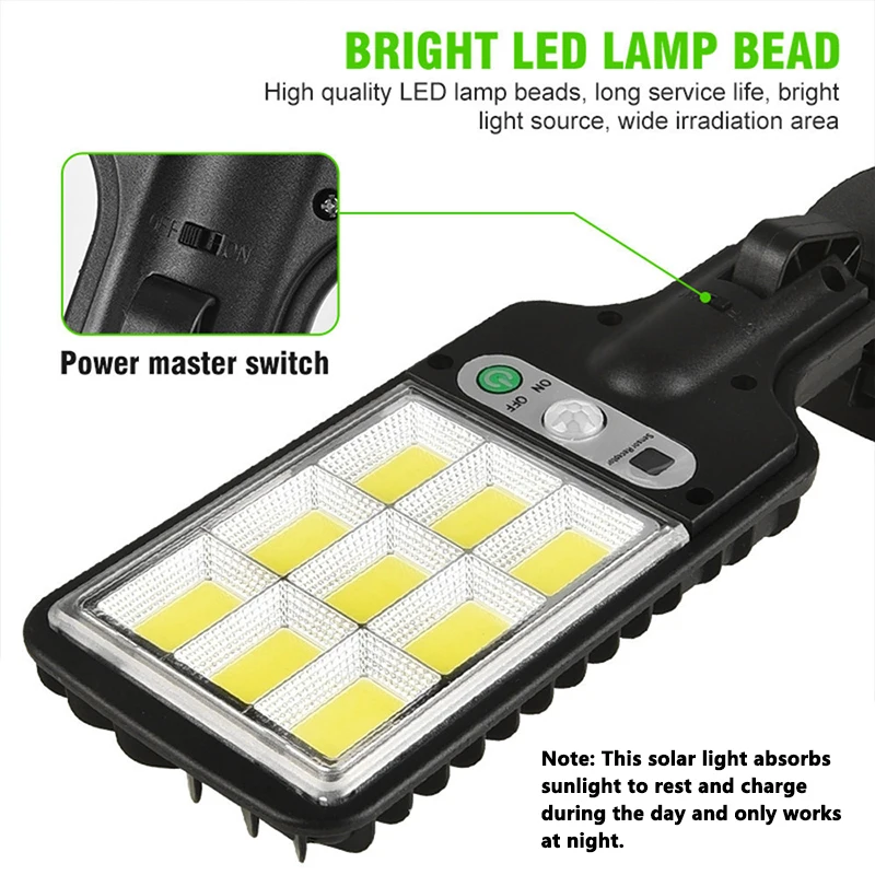 108COB Sensor Solar lamps 3 Light Modes Outdoor Waterproof for Garden Terrace Garage Door Street