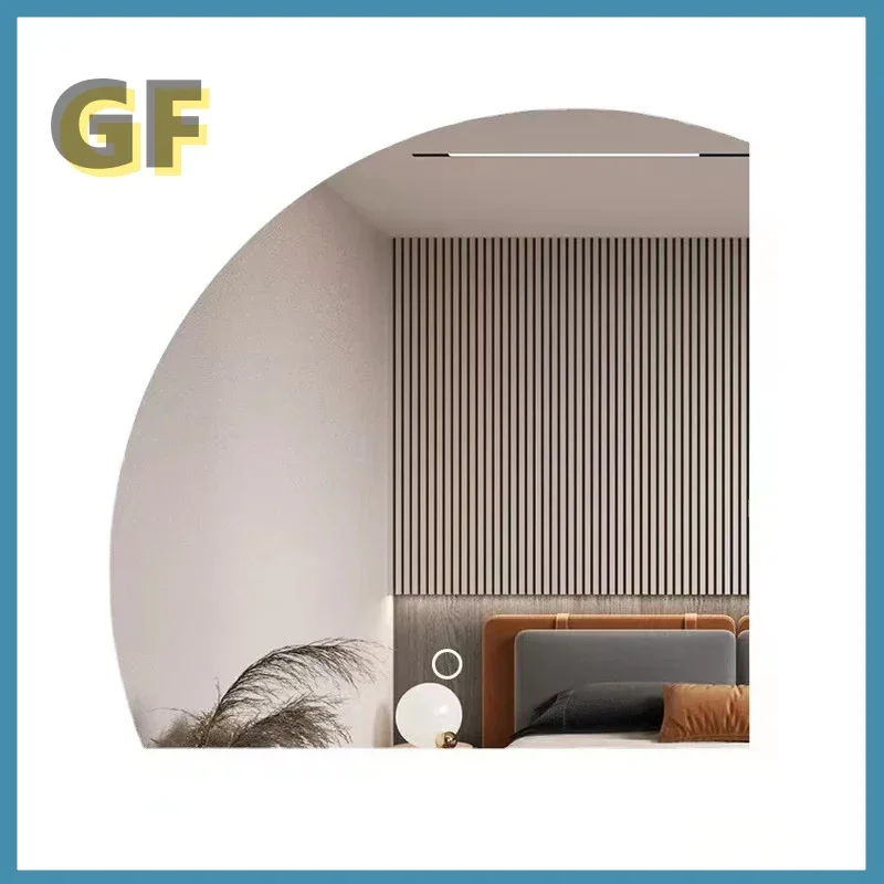 Bathroom mirror frameless touch sensor Bluetooth decorative wall mounted intelligent bathroom half moon mirror with LED light