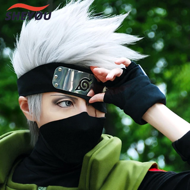 Anime Naruto Hatake Kakashi Cosplay Costume Vest Headband Wig Halloween  Outfits