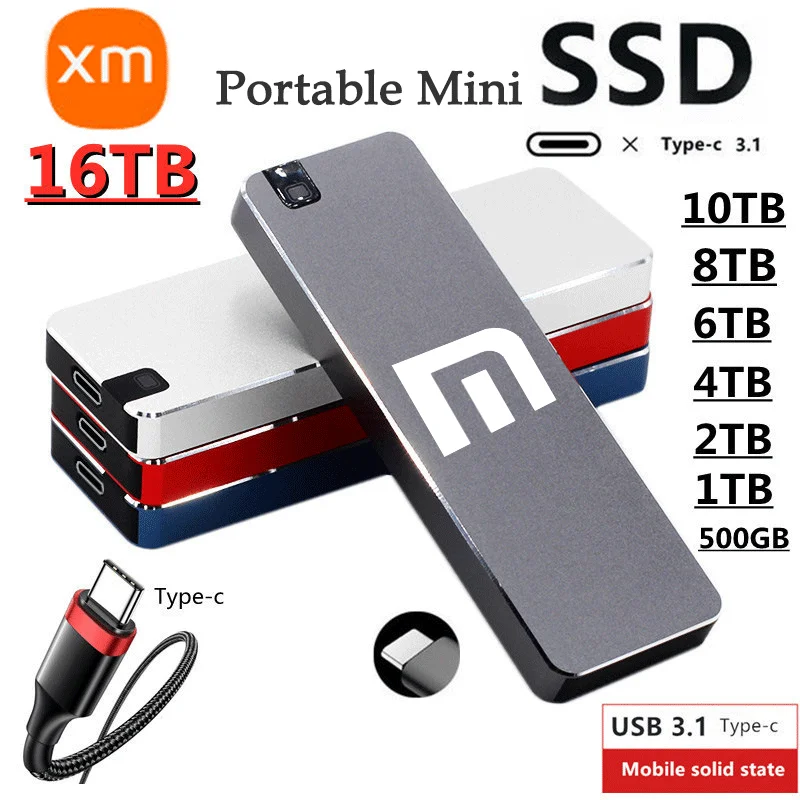 

External SSD 1TB Portable SSD USB Type C USB 3.1 500GB 2TB 4TB 8TB Solid State Drive Mobile Hard Disks for Xiaomi for Laptops PC