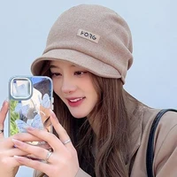 Korean Women Slouchy Hat Winter Autumn Warm Thicken Beanie Cap Solid Color Female Baggy Hats Soft Cotton Lady Loose Caps 1