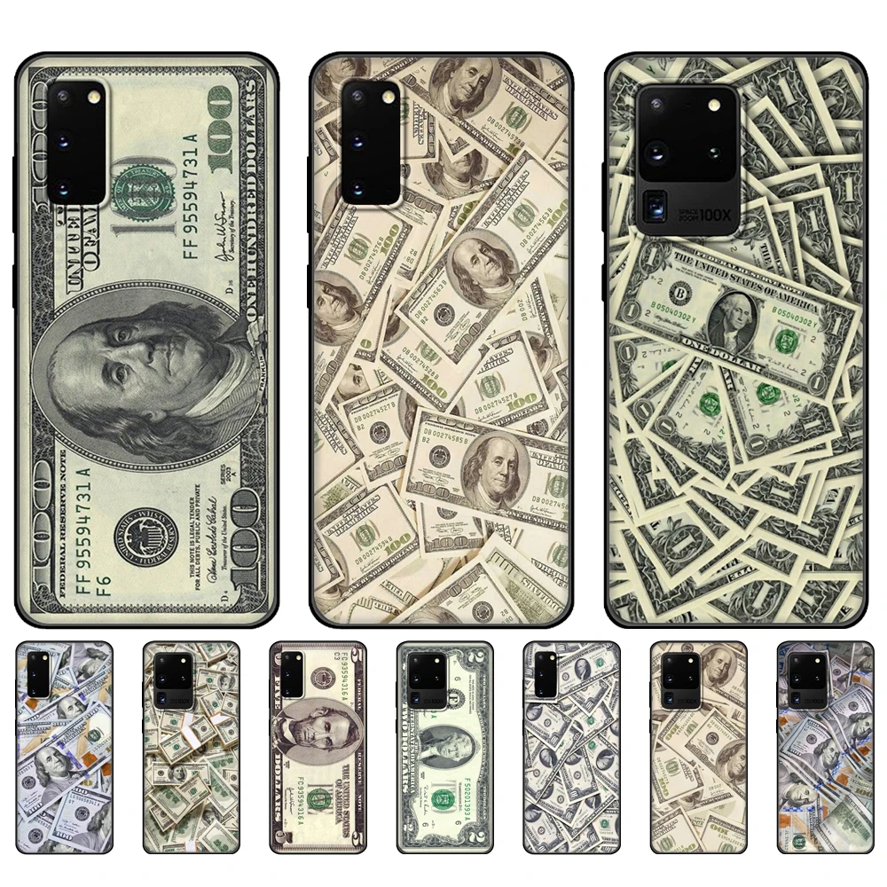 Custodia In Tpu Nero Per Samsung Galaxy S20 /S20 Plus/S20 Ultra/S20 + /S20Fe Cover Posteriore Money Dollars Bill Cash Ben Franklin