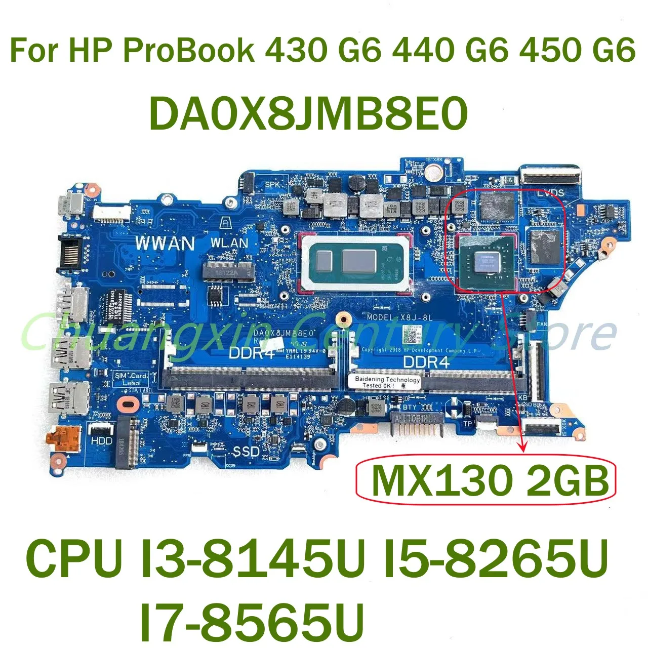 

Материнская плата для ноутбука HP ProBook 430 G6 440 G6 450 G6 DA0X8JMB8E0 с центральным процессором