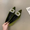 2025 Spring and Autumn New French Fashion Red Pointed Suede Water Diamond Shallow Mouth Flat Flat Casual Women's Shoes 2
